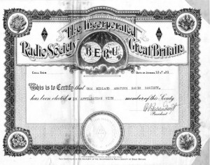 RSGB Registration Certificate